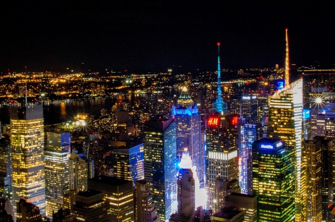 Vista Nocturna, Nueva York, Manhattan, Estados Unidos