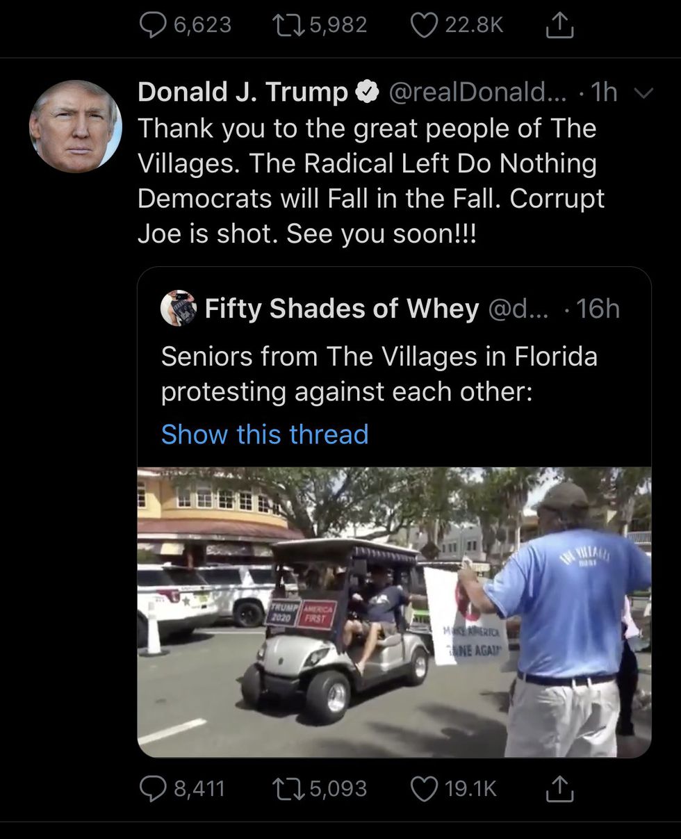 Captura del polémico tuit que compartió y luego borró el presidente de Estados Unidos, Donald Trump. (Foto: Captura Twitter)