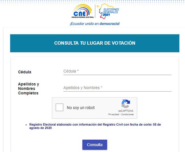Págin web del Consejo Nacional Electoral (Foto: Consejo Nacional Electoral)
