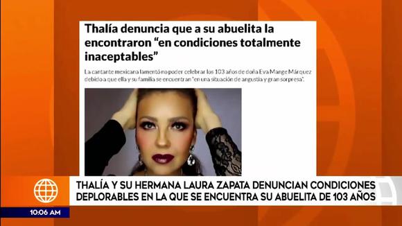 Thalía y Laura Zapata condenan maltrato a su abuela de 103 años